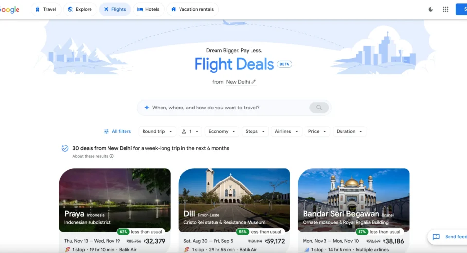 Google Flight Deals Launches in India with AI-Powered Search_Motiverge Travel